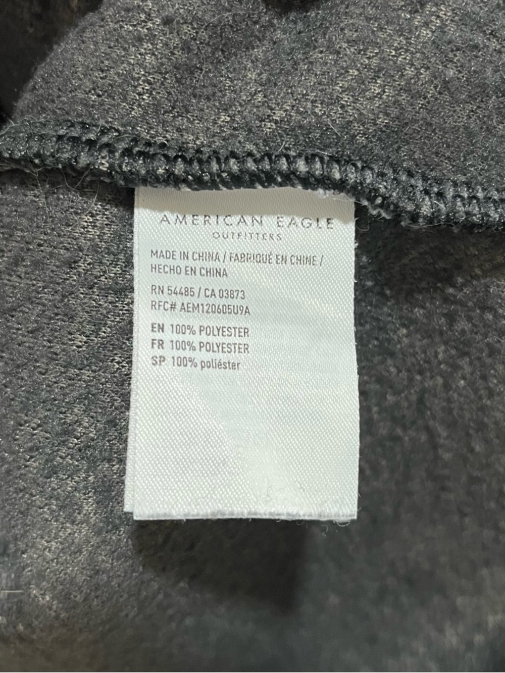 American Eagle Outfitters Off Black/Dark Grey Sherpa Crewneck Sweater - Picture 4 of 4